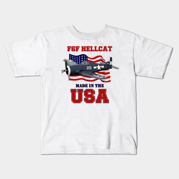 F6F Hellcat Made in the USA Kids T-Shirt by MilMerchant